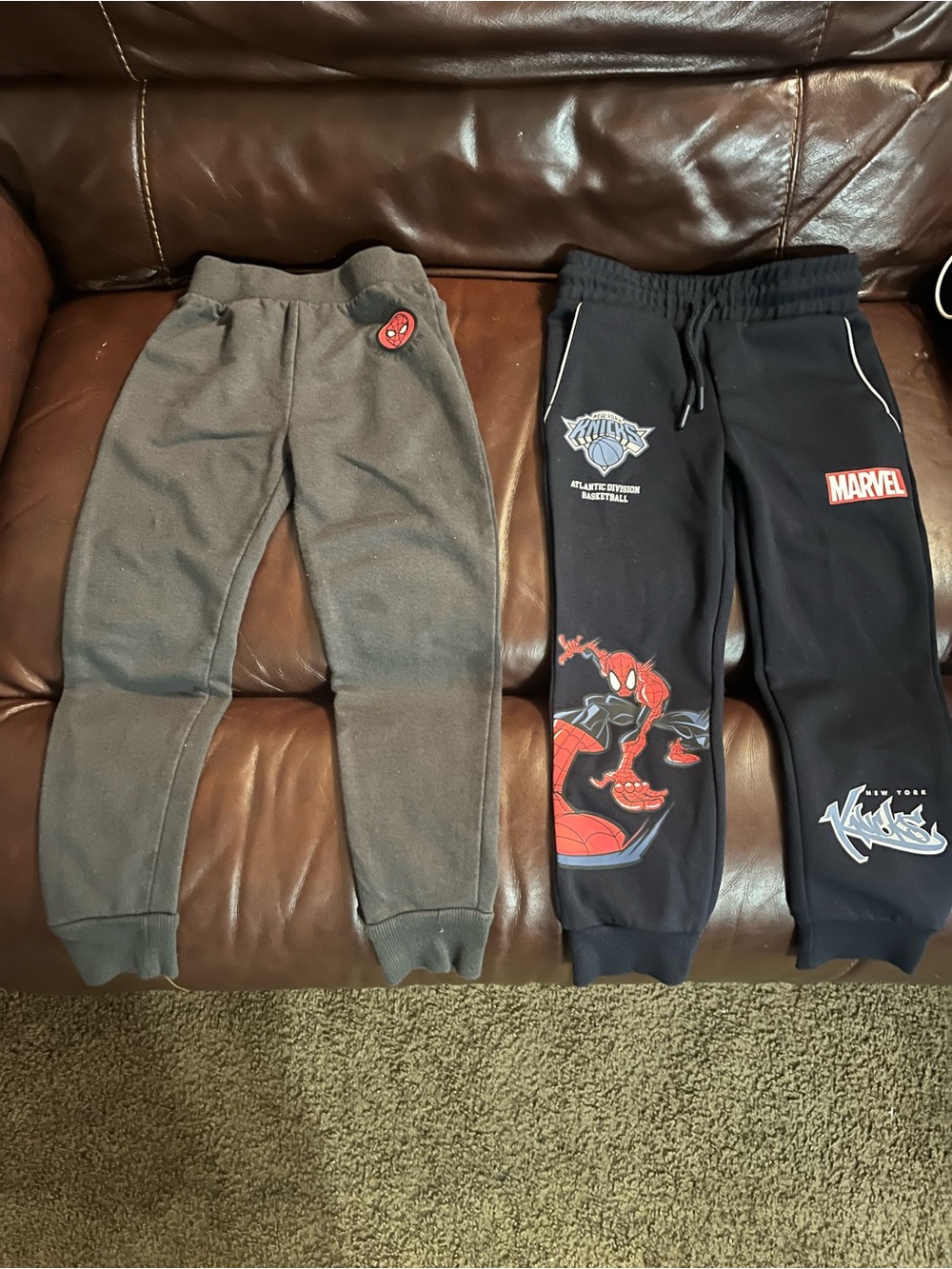 Bundle Pack ! 2 Marvel Spider-Man Toddler Jogger Pants. Sz 5T(L) & 3-4yrs old(R)